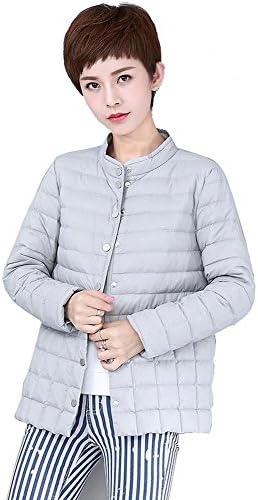 Women Down Jacket Stand Collar Zipper Warm Thicker Lightweight Short Outwear . Gray . Xl