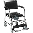 MobilityKart Rolling Commode Chair with Locking System Wheel | Removable Footrest | Flip-Down Armrest