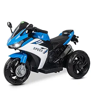 Baybee R3 Pro Battery Operated Ride on Electric Kids Bike, Battery Baby Bike with Music & USB | Electric Battery Bike | Battery Operated Bike for Kids to Drive 1 to 3 Years Boys Girls (Blue White)