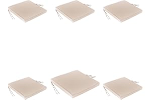 EDENJARDI Pack 6 Cojines textilene para sillas de Exterior Color Arena, Medidas 44x44x5 cm, Tela Antimanchas, Desenfundable, Funda de cojín con Relleno para sillas de terraza, Cojines Silla de Comedor jardín