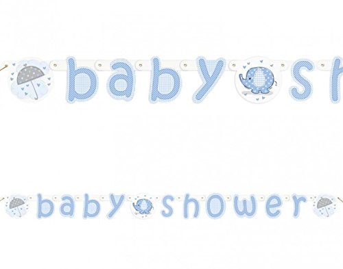 XXL 65 Teile Baby Elefant in Blau Babyshower Set für 16 Personen - 4