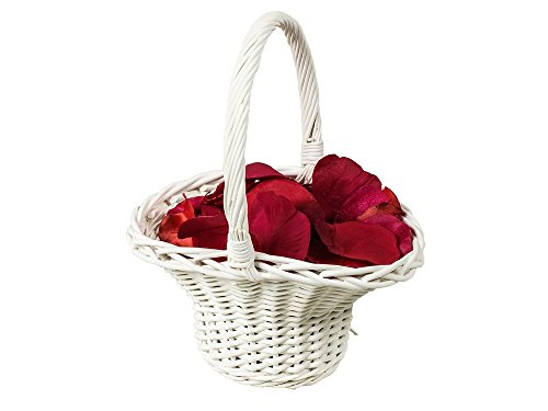 Henkelkorb weiß, Höhe: ca. 11/26 cm, Größe: ca. 21 x 18 cm – Blumenkinderkorb Streukorb Streukörbchen Korb Weidenkorb geflochten - 2