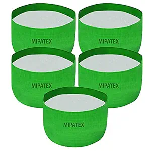 Mipatex Plant Grow Bags 9in x 6in, Terrace Gardening Vegetable Planting Pots, Woven Fabric Leafy Fruits Growing Containers (Green, Pack of 5)