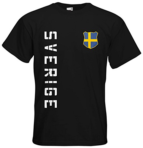Schweden Sverige EM 2016 T-Shirt Trikot (Schwarz, XL)
