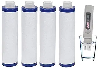KRPLUS 4 Pcs. MLT Carbon Filter Cartridge 9 Inch + Digital TDS Meter for RO Water Purity (Multi-Color)