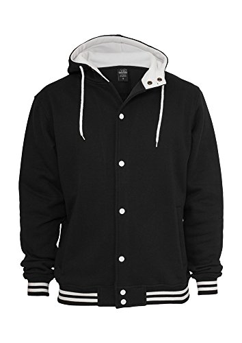 TB288 Hooded College Sweatjacket Herren Outdoor Jacke mit Kapuze, Gre:S;Farbe:blk/wht