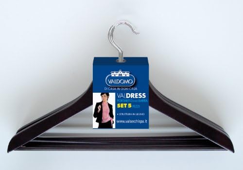 Wooden Coat Hanger with Bar - 5 pack (walnut colour)