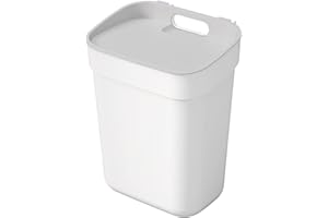 Curver Poubelle de Tri 10L Ready To Collect - Idéal sous Evier - Avec Support Mural pour Mur ou Porte - Cuisine, Salle de Bain, Buanderie - 100% Recyclé -Blanc