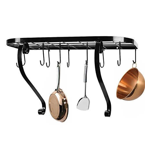 KINGSO-Kchen-Hngeleiste-Kchenregal-Kchenwand-Topf-Rack-Topfhalter-mit-10-Haken