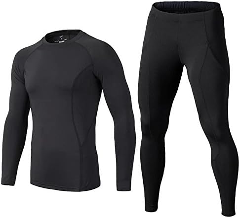 SHOWTIMEZ Mens Compression Armour Base Layer Top Skin Fit + Compression Leggings Set Fit Running Fitness Football Training Cycling
