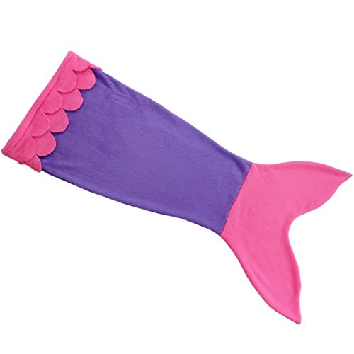 Tagesdecke Fleece Decke Schlafsack Meerjungfrau Schwanz-flosse Kuscheldecke Mädchen Kostüm perfekt für alle Jahreszeiten (Rosa-lila, Small) - 2
