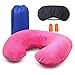 Produktbild SPAHER Reisekissen Reisen aufblasbares Kissen Falten Nackenkissen U-Form-Velour waschbarer Nackenhörnchen für Flugzeug-Auto Reise Halsstütze Kopfstütze mit Extra-Augenmaske und Beutel Ohrstöpsel