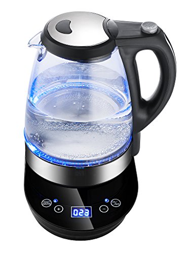 1,7 Liter 2200 Watt Glas Wasserkocher mit Temperatureinstellung LED Beleuchtung 360° drehbar