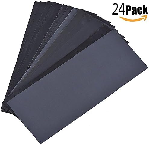 Waterproof Sandpaper Sheets,Avanlin [24PCS] Wet Dry Sandpaper400,600,800,1000,1200,1500,2000,3000 Grit,for Automotive Sanding, Wood Furniture Finishing,Hobbies and Home Improvement (9 x 3.6 Inch)