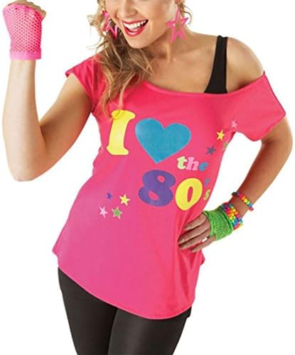 Womens I Love The 80s T shirt Top Ladies I Love 80s Fancy Dress Hen Night Stag Do Parties Tees Top Branded