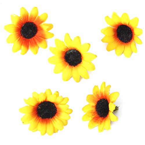 NUOLUX 100 Stück künstliche Sonnenblume Köpfe Für Zuhause Party Dekoration Props Gelb - 3