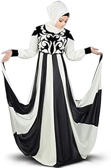 MyBatuaIslamic Off White & Black Designer Eid & Party Wear Abaya Burqa AY-359