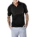 Produktbild Herren Lässige Schlanke Kurzarm T-Shirt Muscle Top Kurze Schwarz Weiß Polo Bluse Sommer Sunday (XXL, Schwarz)