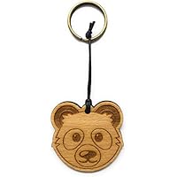 Schlüsselanhänger Panda aus Holz optional mit individueller persönlicher Gravur !