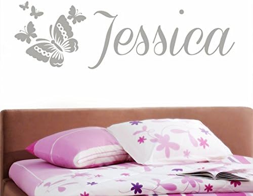 Personalised Girls Butterfly Name Childrens Wall or Door Sticker - Art Vinyl Decal Transfer, Childrens Bedroom, Easy to Apply, Free Applicator, Easy Peel, Please Message Us With Your Required Name - (Please Choose Your Colour & Size from the Selection Boxes) - by Rubybloom Designs