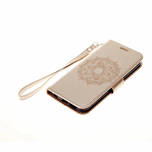 MUTOUREN 4 in 1 Samsung Galaxy S7 Funda Carcasa PU Cuero Tapa Libro de estilo Chic Case Cover Fina Cubierta cierre magn  tico funci  n Con Ranura Para Tarjetas Soporte Protecci  n Flip Case Cover de Cuero de la Piel PU Carcasa Funda Samsung Galaxy S7 Plata aguja del metal universal - Modelo de oro Sun