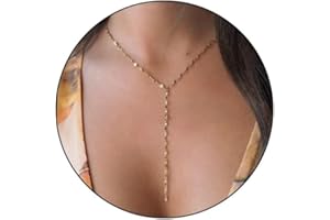 FUNEIA Kette Gold Damen 14K Vergoldete Modeschmuck Kette Lang Y Kette mit Herz Perlen CZ Anhänger Wasserfeste Verstellbare Ankerketten Tropfen Halskette Gold für Frauen Schmuck
