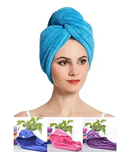 selinta Hair Towel Wrap Absorbent Towel Hair-Drying Bathrobe Magic Hair Warp Towel Super Quick-Drying Microfiber Bath Towel Hair Dry Cap Salon Towel (Multicolor) Set of 1