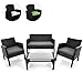 Produktbild Rattanset 4tlg Sitzecke mit Tisch mit 2 Sessel und 1 Sofa Garnitur Sitzgruppe Polster grau Terrasse Gartenmöbel Poly Rattan Sicherheitsglas Lounge In/Outdoor 4-Sitzer 4-teilig