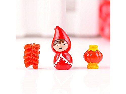JwlqAy Draußen Drinnen Miniatur DIY Fee Garten Micro Landschaft Neujahr Segen Puppe Laterne Feuerwerkskörper für Neujahr (Rot)
