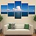 Produktbild IGZAKER Wohnkultur Bilder Wandkunst Hd Prints Leinwand, 5 Stück Blauer Himmel Weiße Wolken Meer Landschaft, Gemälde Poster Kein Rahmen / 40X60 40X80 40X100Cm