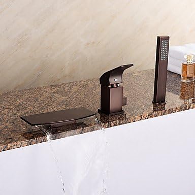 DESY ¡ÌEuropean Tub Waterfall / Handshower Included with Ceramic Valve 1-Handle 3-Holes for ORB , Bathtub Faucet