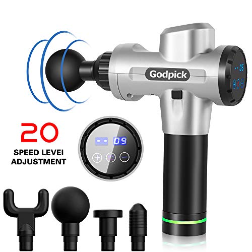 Massage Gun-Professional Deep Tissue Massager for Muscle Tension Relief,4 Massage Heads, 20-Speed Touch Screen Adjustment