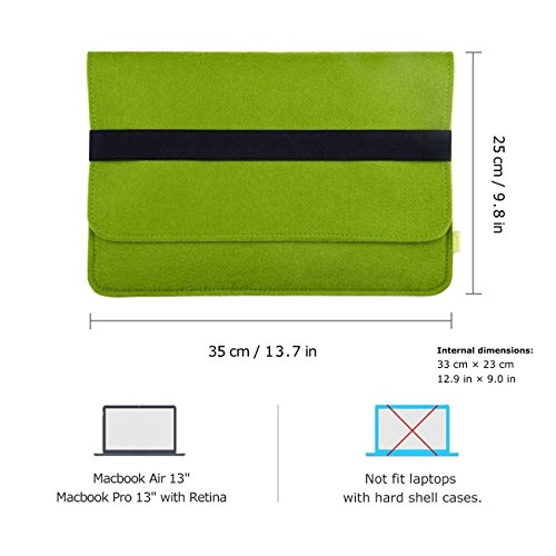 Inateck 13 3 Zoll Macbook Air Pro Retina Filz Sleeve H  lle Ultrabook Laptop Tasche Speziell f  r 13 3  Apple Macbook Pro Retina und Macbook Air entwo