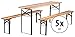 Produktbild Stagecaptain 5er Set Hirschgarten Bierzeltgarnitur 177 cm Länge (5 x Tisch, 10 x Bank, Holz, klappbar) Natur