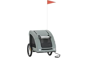 vidaXL Remolque de Bicicleta Mascotas Hierro Tela Oxford Gris