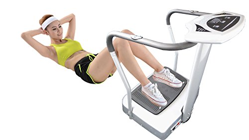Vibrationsplatte, Vibration Trainings-Gerät für Bauch Beine Po „CRAZY-FIT-MASSAGE“ – effektiver Vibrationstrainer – 4 Programme – 2 Fitnessbänder – Steuerpult mit LED Anzeige - 3