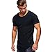 Produktbild Herren T-Shirts Ursing Basic Shirt Rundhalsausschnitt Hip Hop Einfarbig Slim Fit Bluse Kurzarmshirt Casual Tees Sweatshirt Mode Blusen Streetwear Sportlich Sommerkleidung Sommer Tops (M, Schwarz#)