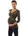 PattyBoutik Mama V Neck Crossover Empire Waist Ruched Maternity Nursing Tunic Knit Top (Green 8/10)