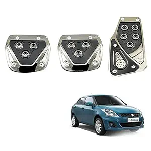 Allure Auto 3 Pcs Sports Anti-Skid Car Pedals (Manual Shift) kit Pad Covers Set (Black) for Maruti Swift Dzire Old