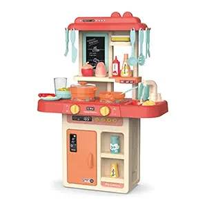 ARHA IINTERNATIONAL Kids Pack of 36-Piece Kitchen Playset, with Realistic Lights & Sounds,Play Sink with Running Water,Dessert Shelf Toy & Kitchen Accessories for 4 Year Old Girls