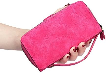 XMDZ iPhone 6/6S Handbag Case, Premium Leather Pouch Zip Wallet Purse Wristlet Magnetic Cover Detachable Multi-purpose Organiser Compartment with Strap with Credit Card Holder Pocket for Women, Rose