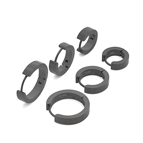 Fosir Aretes con bisagra, en acero inoxidable, unisex (13-20 mm de diámetro).