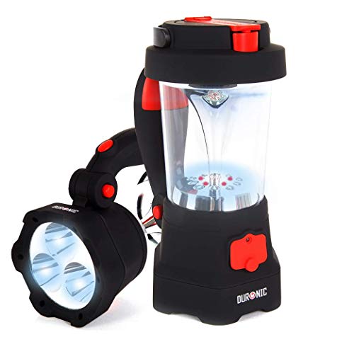 Duronic Hurricane Farol de Camping Recargable por Dinamo y USB con Linterna LED, Farol de Mano, Lámpara de 10 LED, Señal de Emergencia Roja Intermitente, Linterna de 3 LED
