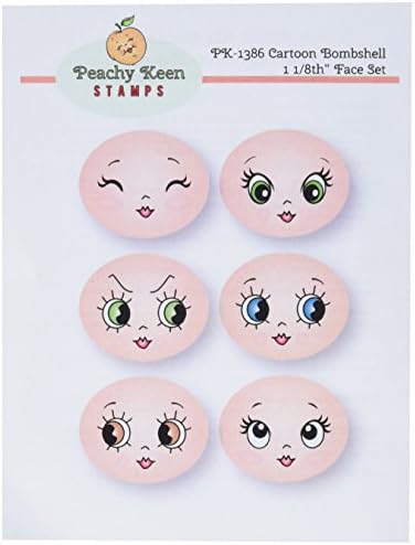 Peachy Keen Stamps Clear Face Assortment Cartoon Bombshell, Acrylic, Multicoloured