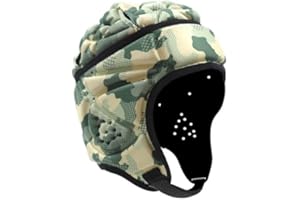 FAKEFACE Rugby Helmet Flag Football Padded Headgear Adjustable Soft Shell Headguard Head Protection Soccer Scrum Cap for Kids Youth