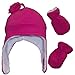 N'Ice Caps Girls Soft Sherpa Lined Micro Fleece Pilot Hat and Mitten Set (6-18mos, Infant - Fuchsia)