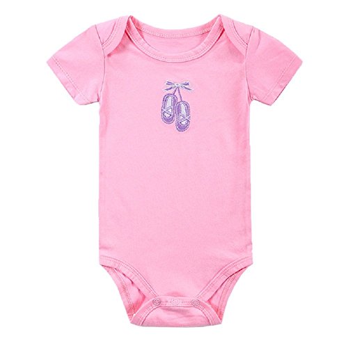 JIAJIA Cute Baby Girl Pink Cotton Short Sleeve One Piece Romper 3-6 Months