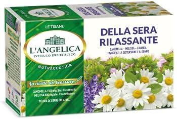 L'Angelica, Tisana Funzionale Calmante e Rilassante per Dormire a Base di Camomilla e Passiflora, Tisane con Effetto Distensivo, Vegan, 10 Confezioni da 20 Filtri Ciascuna