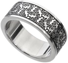 Keith haring Style Men Ring Silver Tribal Stainless steel - Gift for him Deal V