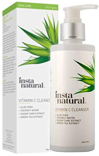 Limpiador Facial con Vitamina C InstaNatural - Limpiador Facial Antiedad Reductor de Granos, Arrugas y Poros - Con Ingredientes Orgánicos y Naturales - Para Piel Grasa, Seca y Sensible - 200 ml